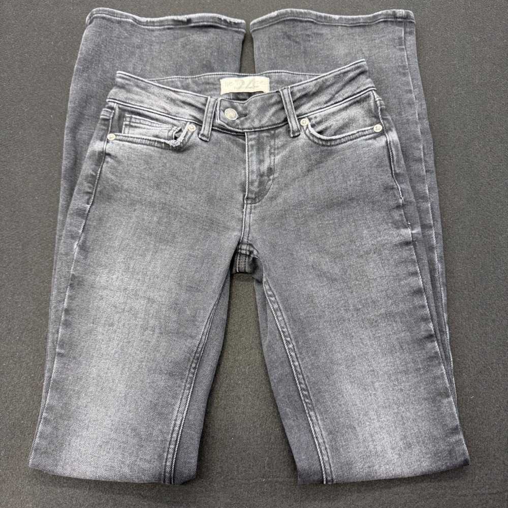 We The Free Free People Flare Jeans Faded Black Denim Size 24 Low Rise Stretch